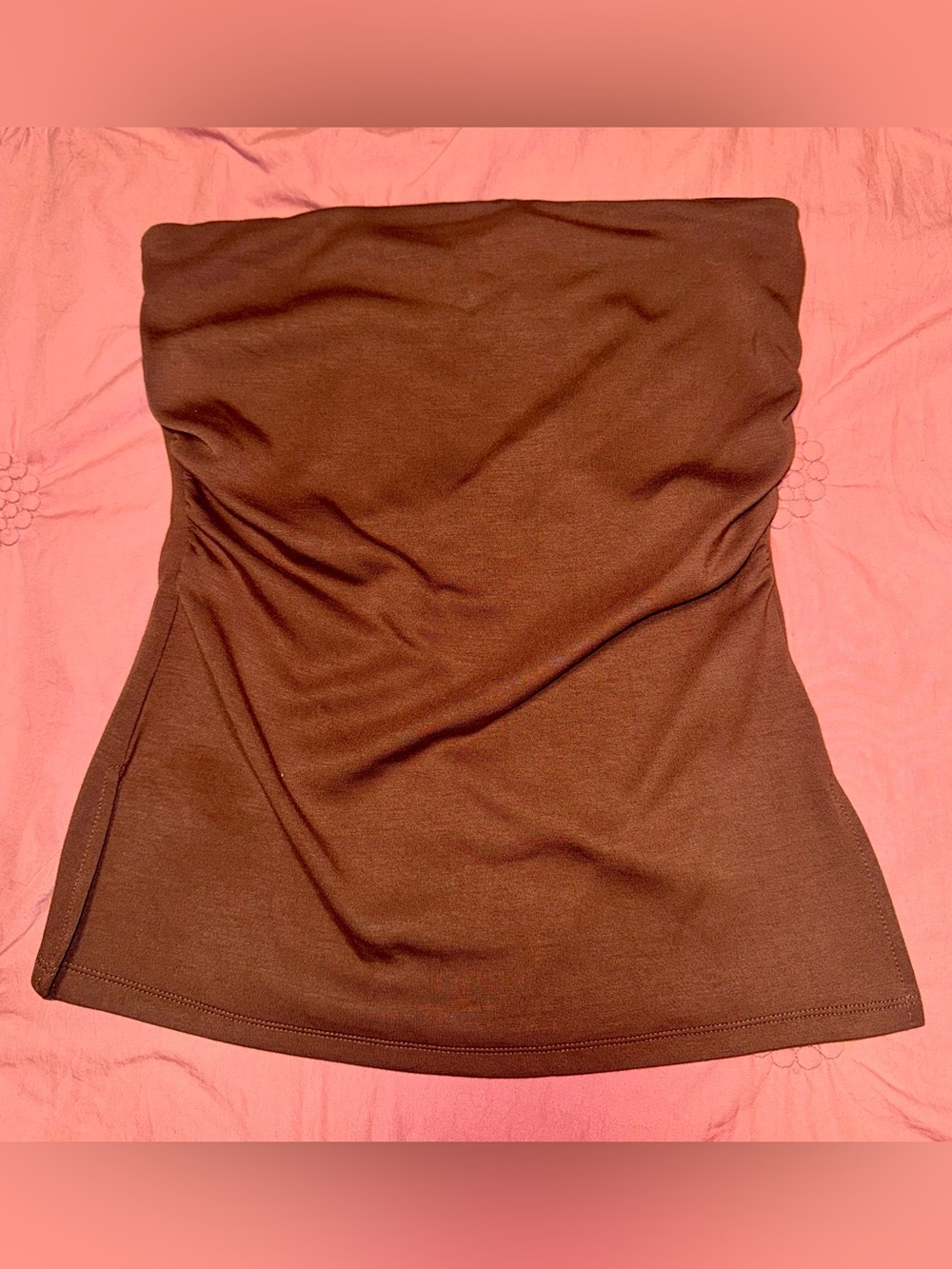 Strapless Brown Tube Tank Top - Women's Casual Layering Piece